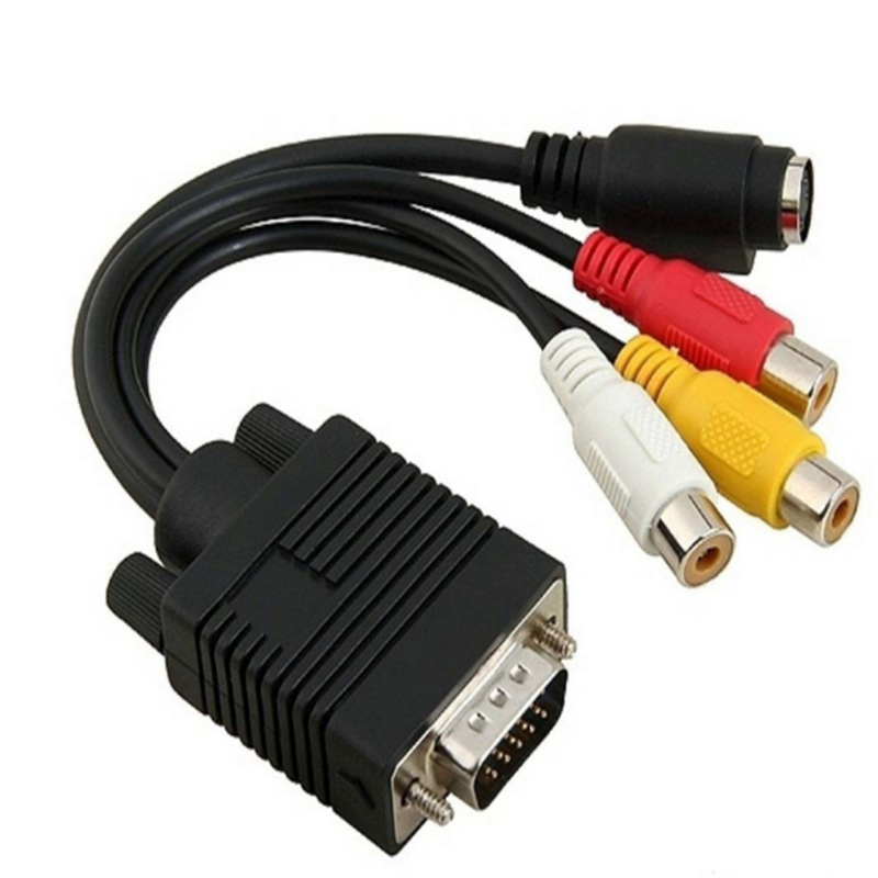 1PCS VGA SVGA to S Video 3 RCA Converter AV TV Out Cable Adapter RCA Female Connector Video Cable for Laptop PC HDTV Monitor