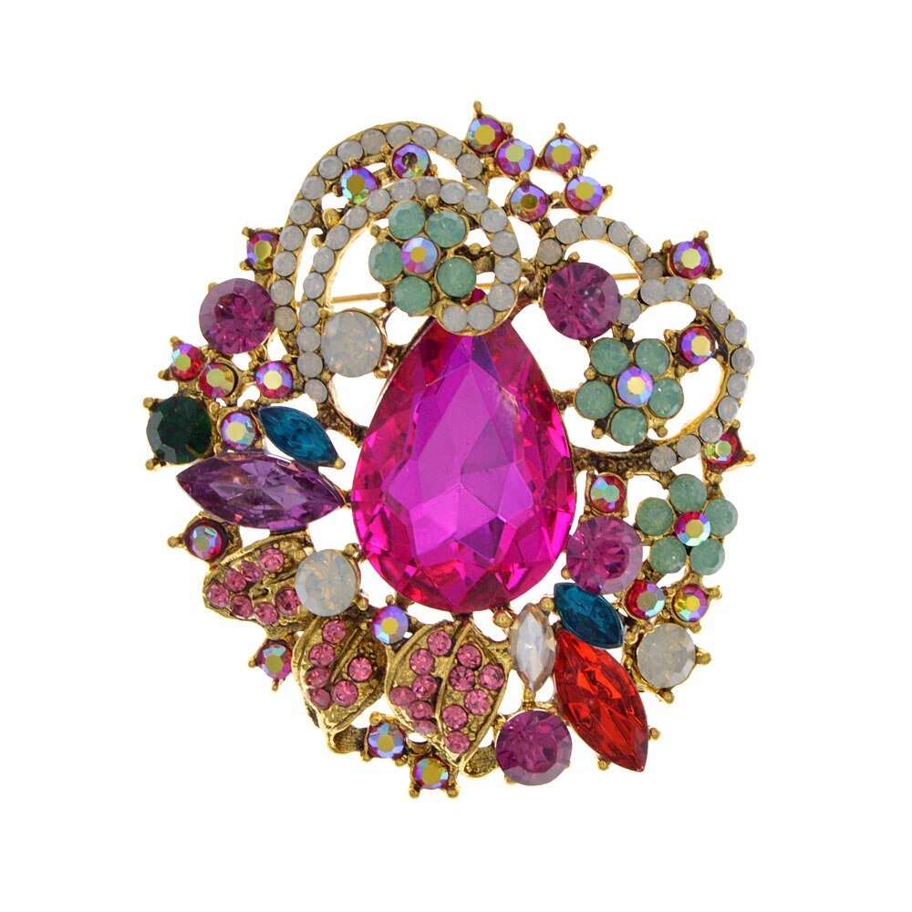 CINDY XIANG Crystal Large Flower Brooches For Women Winter Coat Brooch Shining Rhinestone Brooch 2 Colors Avaible: rose