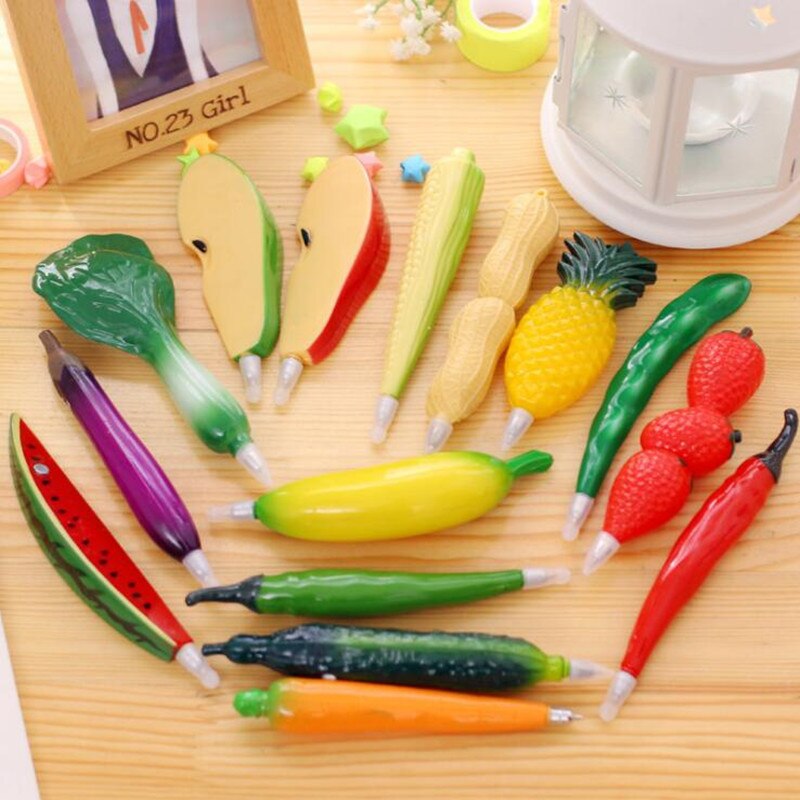 Bolígrafo magnético con forma de fruta y verdura, bolígrafo de imán para nevera, papelería