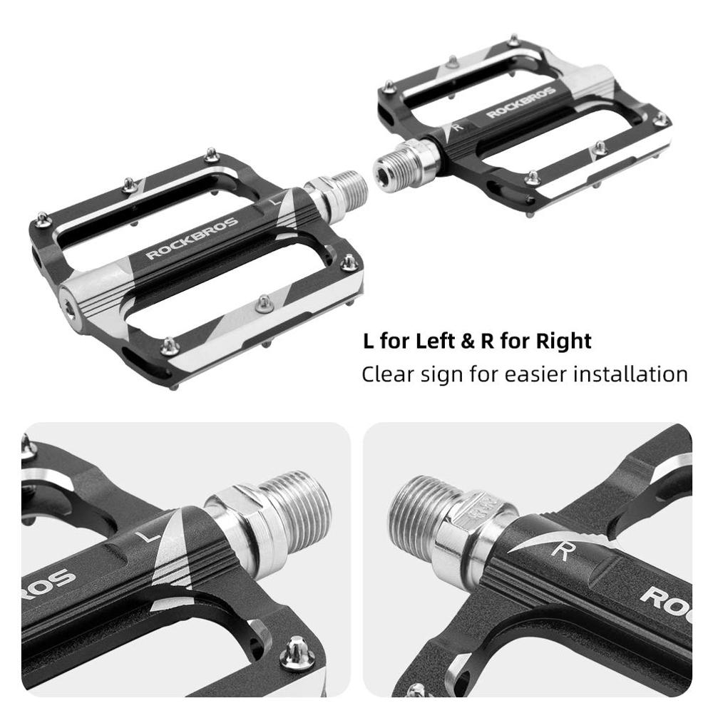 ROCKBROS Bike Pedals MTB Aluminum CNC Alloy Sealed DU Bearing MTB Pedals Non-slip Spikes Wearable Pedals Bike Accessories