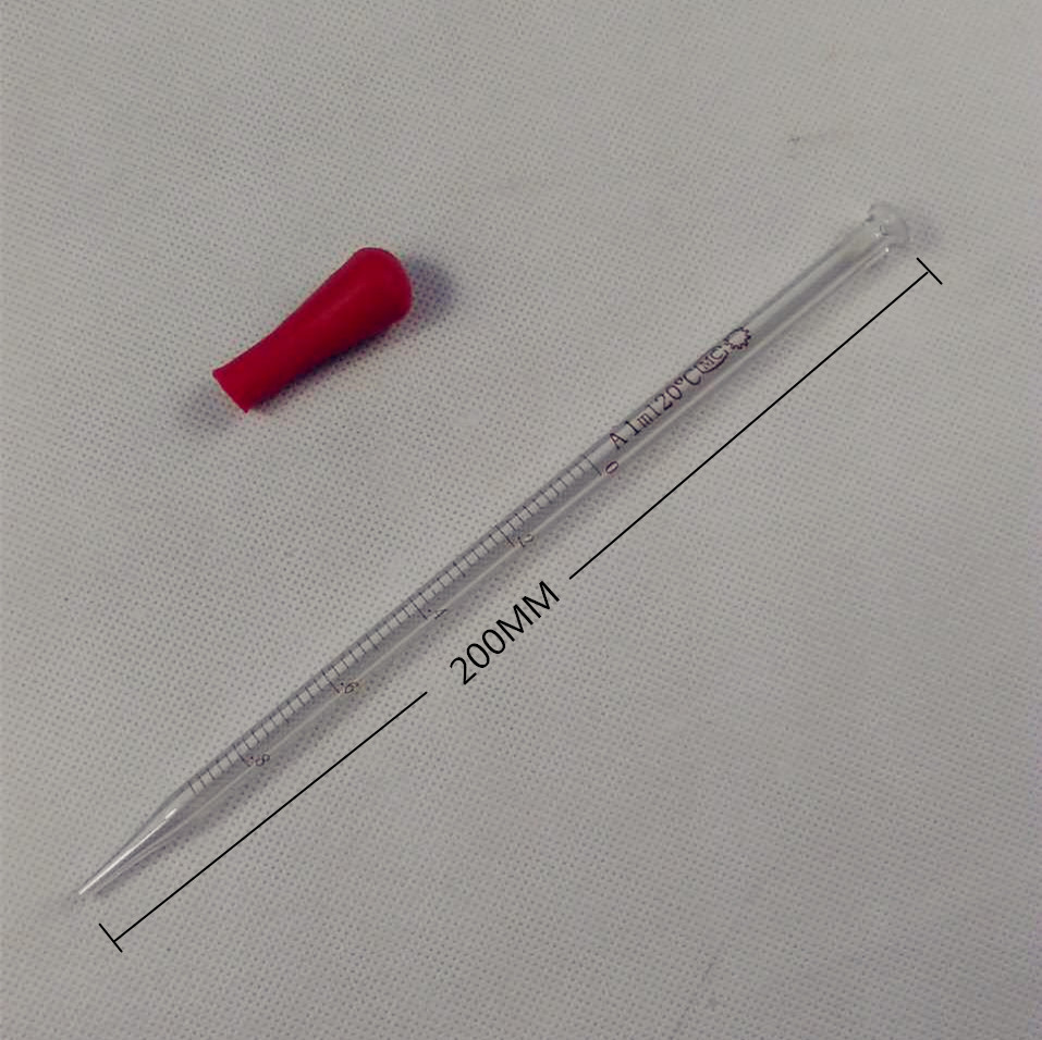 1ML Glass Graduated Dropper Pipettes Transfer Pipette With Red Rubber Suction Bulb Size 7.5x 200mm Vol 1ml 3pcs/lot