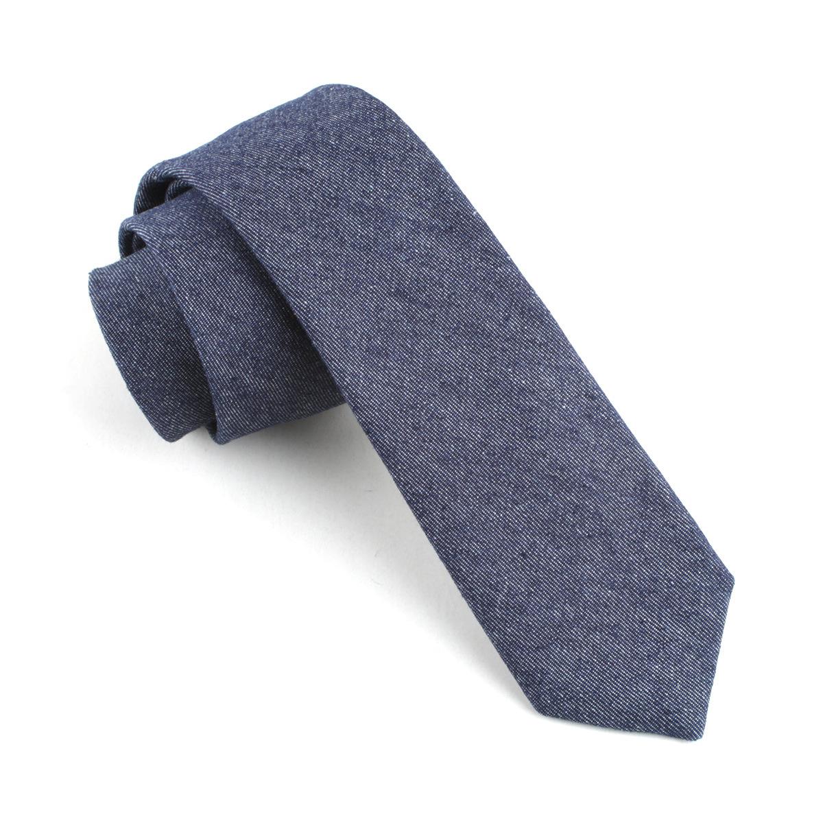Jeans halsbånd til mænd 6cm skinny denim bomuldsbånd afslappet solid slips plaid smal gravata forretningstøj slips: 2