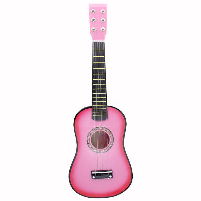 21/23 pouces mini guitare en bois massif pour enfants et débutants Basswood guitare acoustique 12 frettes 6 cordes guitare avec pics AGT09: Pink / 21inch