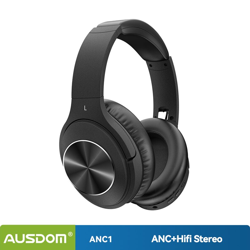 Anc Draadloze Hoofdtelefoon, Ausdom Active Noise Cancelling Bluetooth 5.0 Hifi Stereo Headset Opvouwbaar Met Microfoon Voor Telefoon