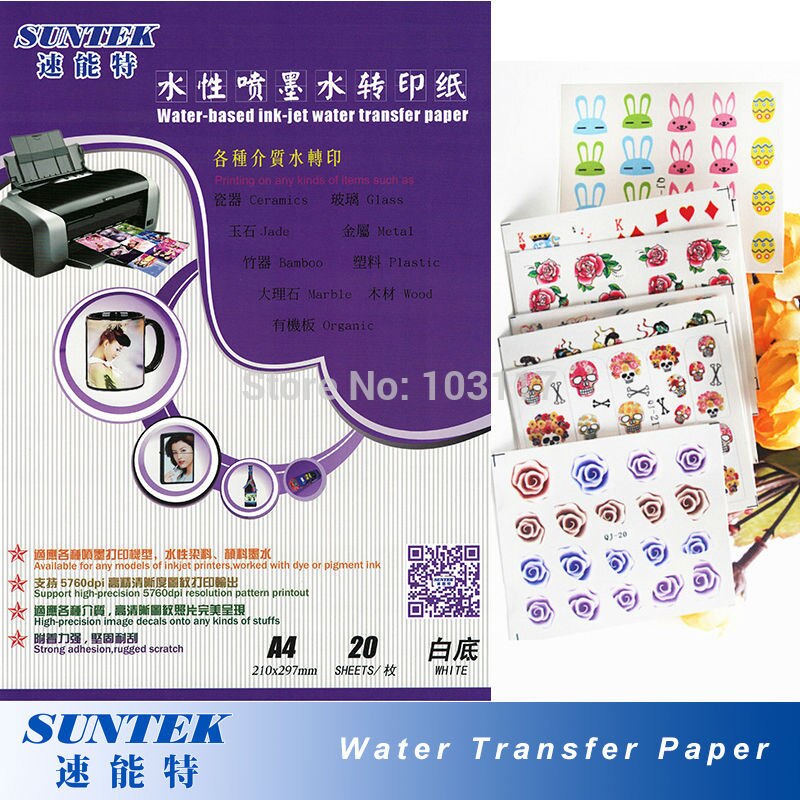 (5 Clear + 5 Wit) Inkjet Water Transfer Papier voor DIY Decals Nagels Stickers