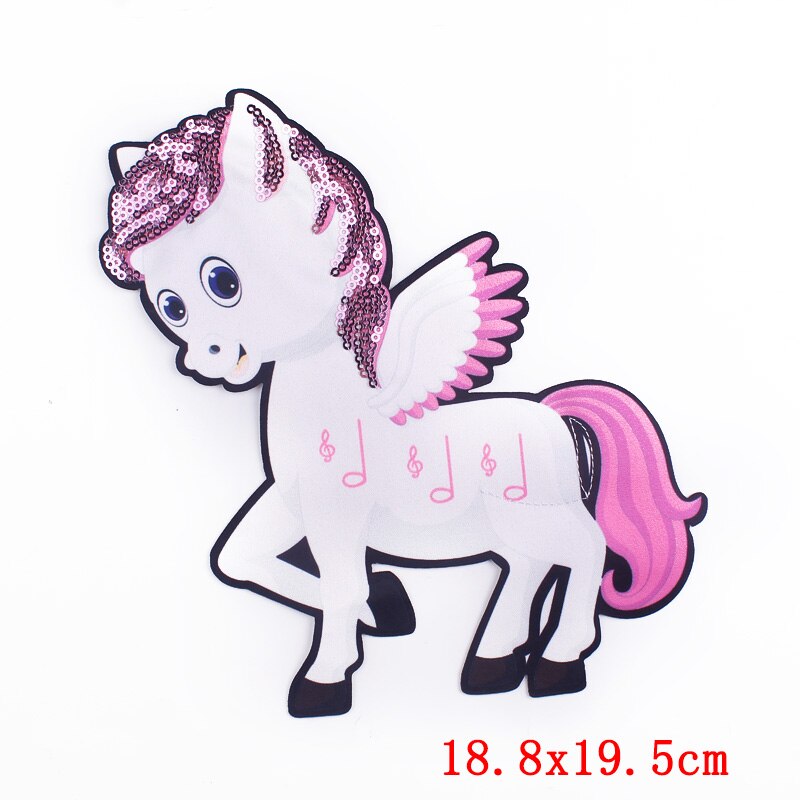 Beautiful Sequins Animals Unicorn Patch For Clothes Iron On Embroidered Patches For Clothes Appliques Stickers T-shirt Jacket: DB0880CT