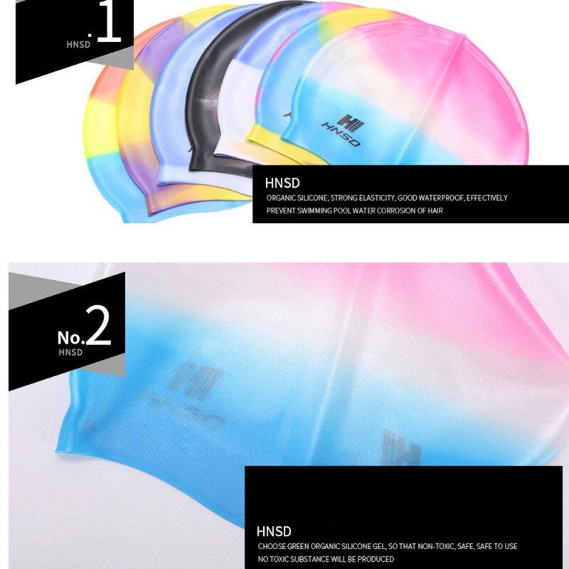 Sports Waterproof Silicone Elastic Protection Long Hair Sports Swimming Cap High Elastic Headless Swimming Hat