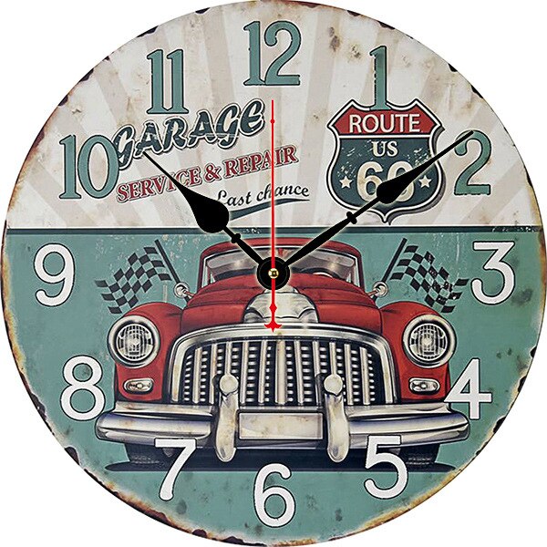 Kreative Amerikanischen retro Wanduhr Holz Stille Uhren Zauberstab Wohnkultur Jahrgang Zauberstab Uhr Küche Uhr Horloge Murale D72