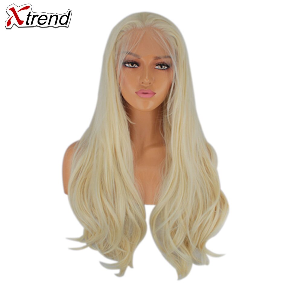 Xtrend syntetisk blonde front paryk lang pink kobber rød lilla orange ombre grå blond hvid parykker til kvinder bølge hår kvinde