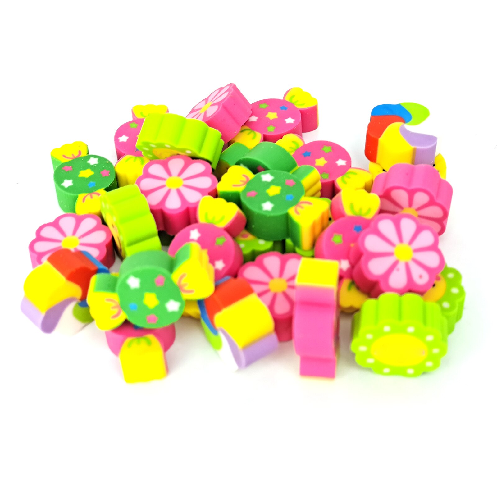 50pcs/bag Flower Shaped Rubber Erasers School Great For Kids: Default Title