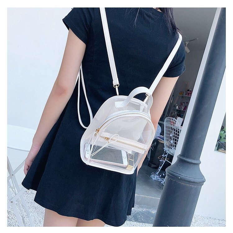 Brand Clear Small Backpack Transparent See Through Mini Daypack Female PVC Summer Bag