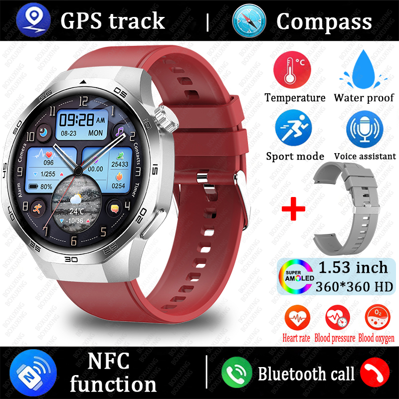 2025 Nuovo Orologio 5 MAX Astuto Della Vigilanza HD AMOLED Schermo NFC GPS inseguitore Chiamata Bluetooth Impermeabile sport saluto Smartwatch Uomo Donna: Rosa