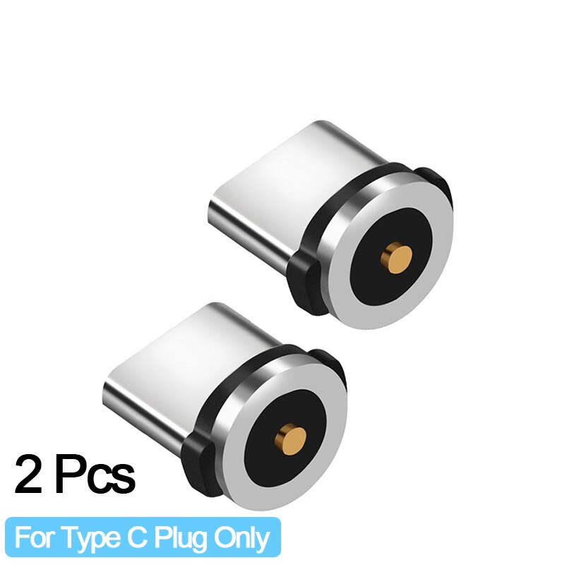 Ronde Magnetische Kabel Plug Micro Usb/Type C / 8 Pin Adapter (Alleen Magnetische Plug) magneet Cabo Connector Stof Stekkers: 2Pcs Plug For Type C