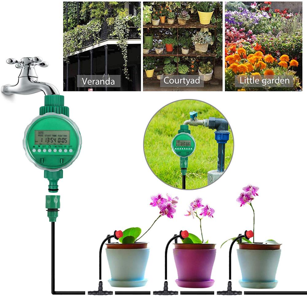Elektronische watertimer van kunststof, analoog digitaal horloge, waterdichte automatische irrigatie tuinset controller