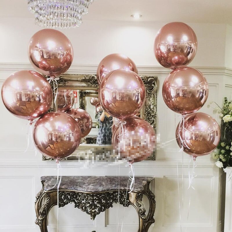 Globo de helio 4D de oro rosa de 22 pulgadas, Globos metálicos de arco iris, decoración de de cumpleaños, boda para niños, Baby Shower, juguete para