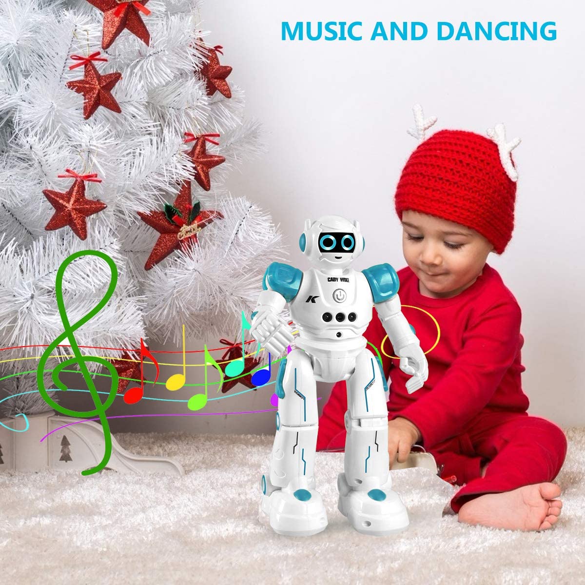 RC Robot for Kids,Intelligent Programmable Infrared Remote Control and Gesture Sensing Robots with Music Lights, Walking,Singing