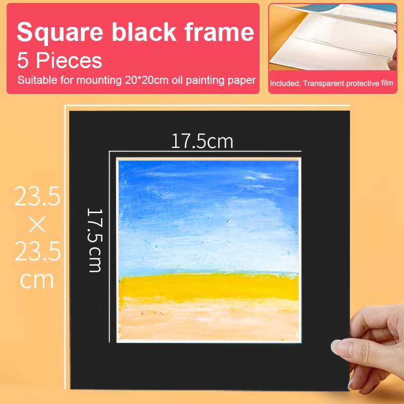 Pastel Paper For Oil Pastel Special-purpose Fine Grain Paper Oil Pastel Square Painting Cardboard Paste Paper A5/A4 Pastel Paper: 20x20cm black 5 pcs