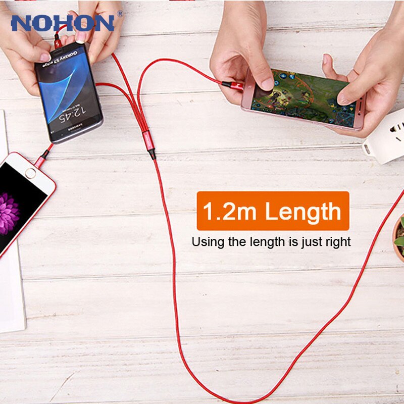 NOHON 3 in 1 Cavo USB 2 in 1 Tipo C 8spillo micro Cavo del Caricatore del USB per il iPhone 8 7 6 6S più iOS 10 9 8 USB-C androide Del Telefono Cavi