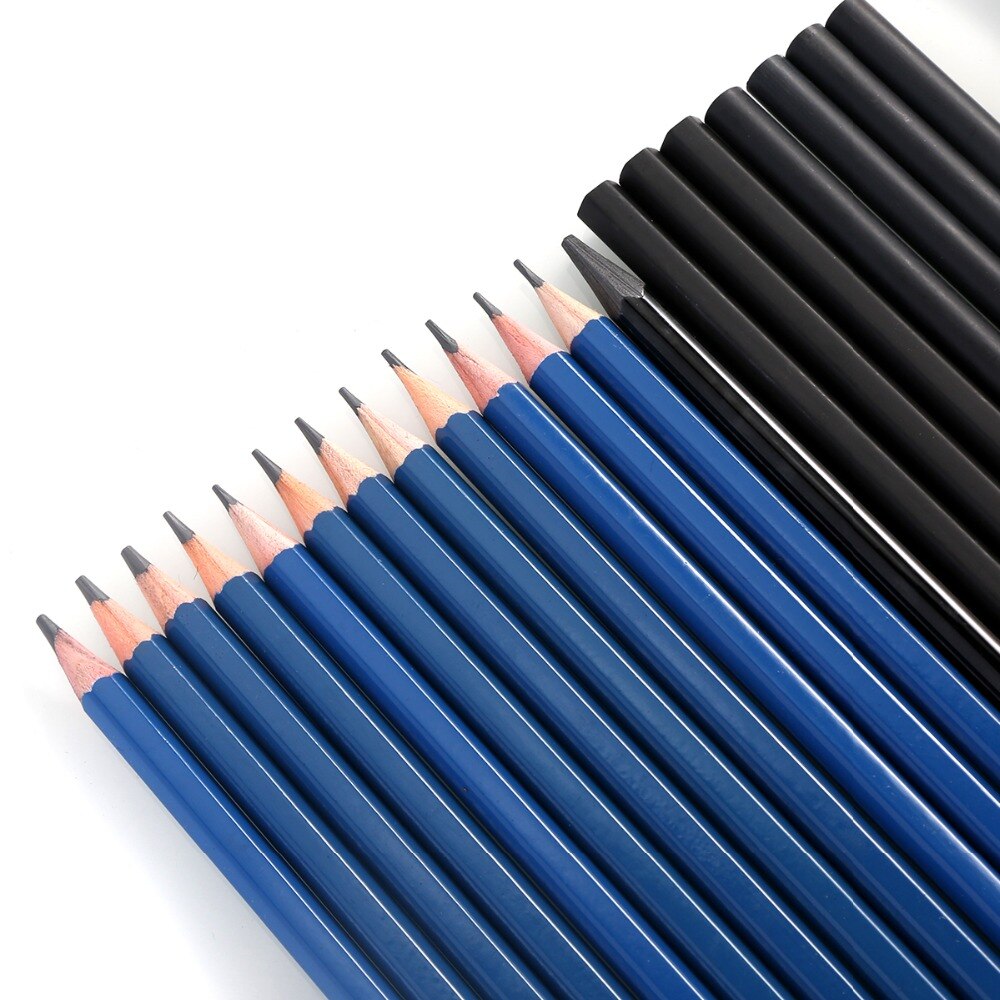 40pcs/set Graphite Sketch Pencils Set Complete Drawing Kit Includes Charcoals Pastels Zippered Carry Case for students children