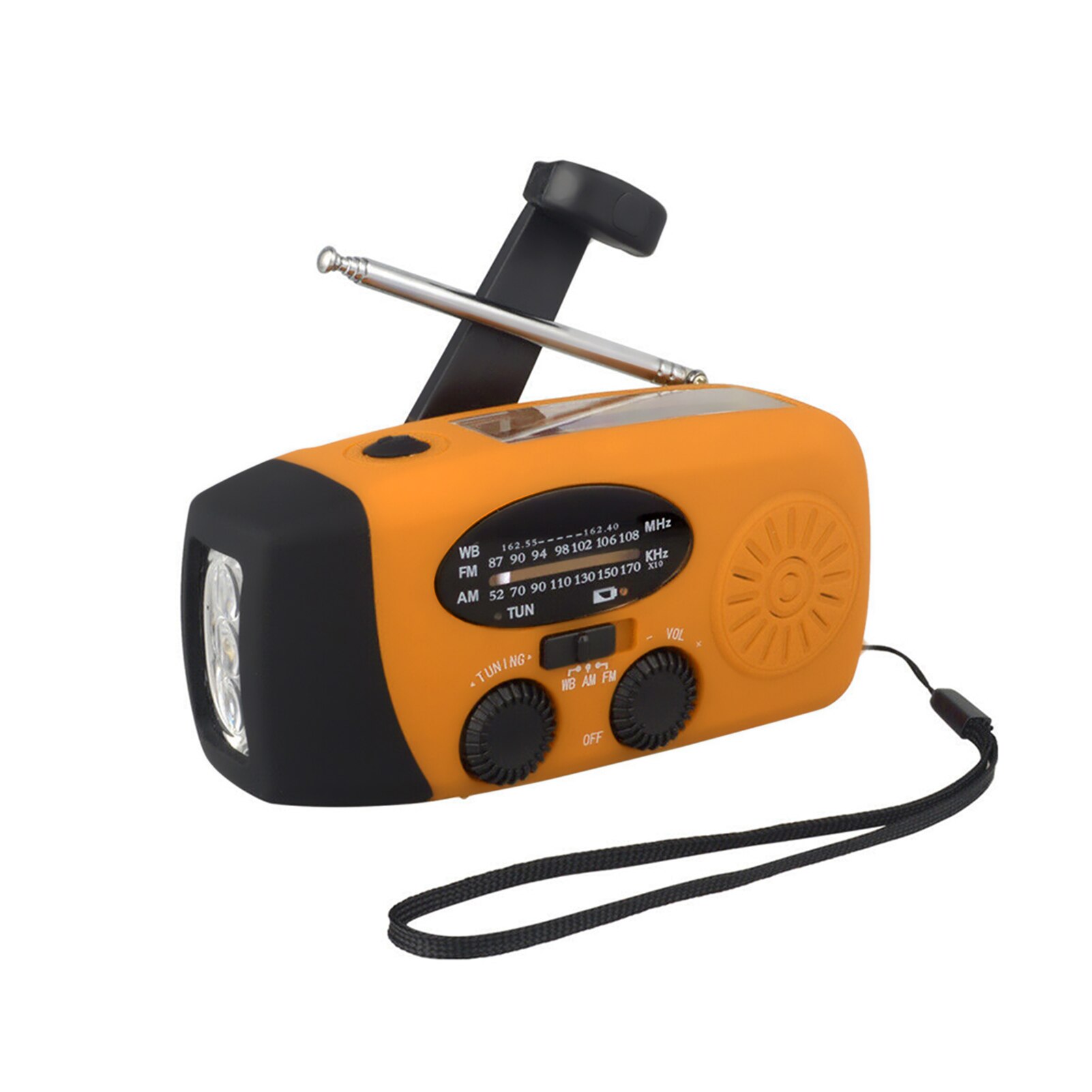 Draagbare Radio Am/Fm/Wb Radio Zaklamp Leeslamp Noaa Weer Power Bank Voor Emergency Zonne-energie Crank emergency Radio: Oranje