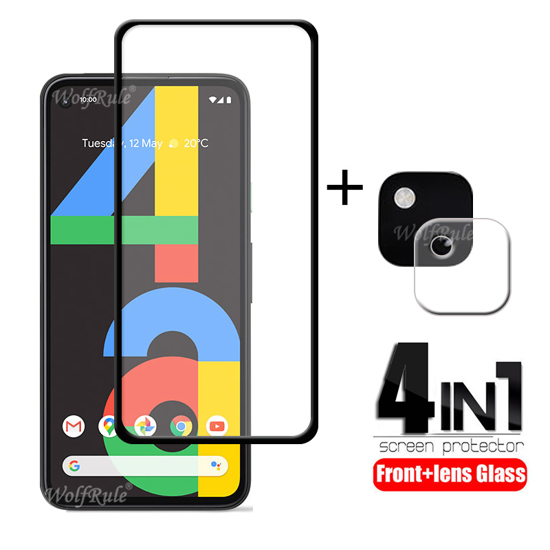 4-in-1 Per Google Pixel 4a di Vetro Per Google Pixel 4a Vetro Temperato Completa Colla HD Dello Schermo protector Per Google Pixel 4a Obiettivo di Vetro