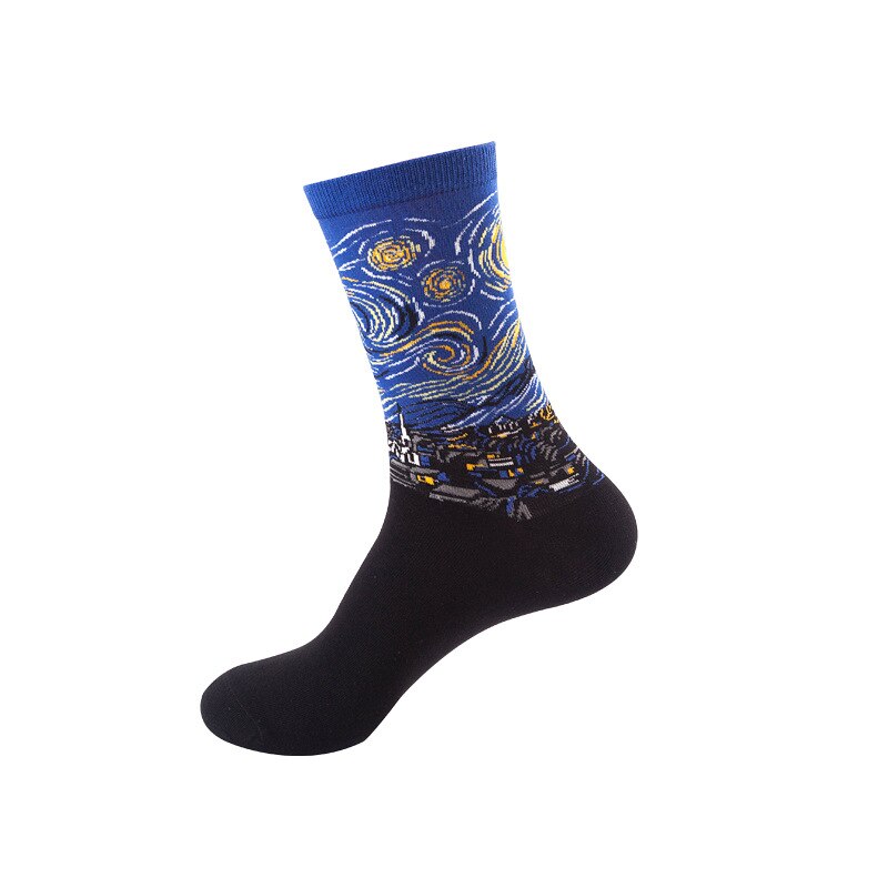 Calcetines deportivos Unisex Retro Van Gogh para hombre y mujer, calcetín divertido, pintura al óleo, arte nocturno estrellado renacentista moderno, 1 par: 7