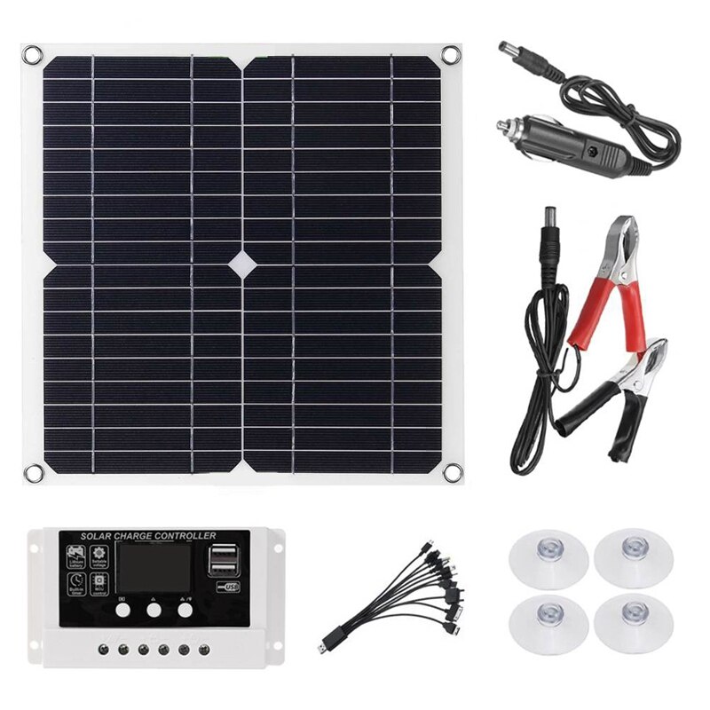 20W Draagbare Zonnepaneel Kit Met 10A Lcd Display Solar Laadregelaar Off Grid Monokristallijn Module