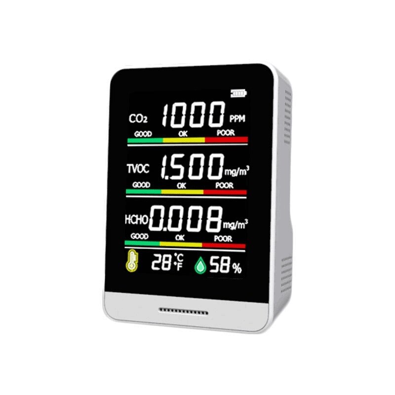 Portable Intelligent CO2 HCHO TVOC Formaldehyde Detector Air Monitor Temperature Humidity Sensor Carbon Dioxide Detector