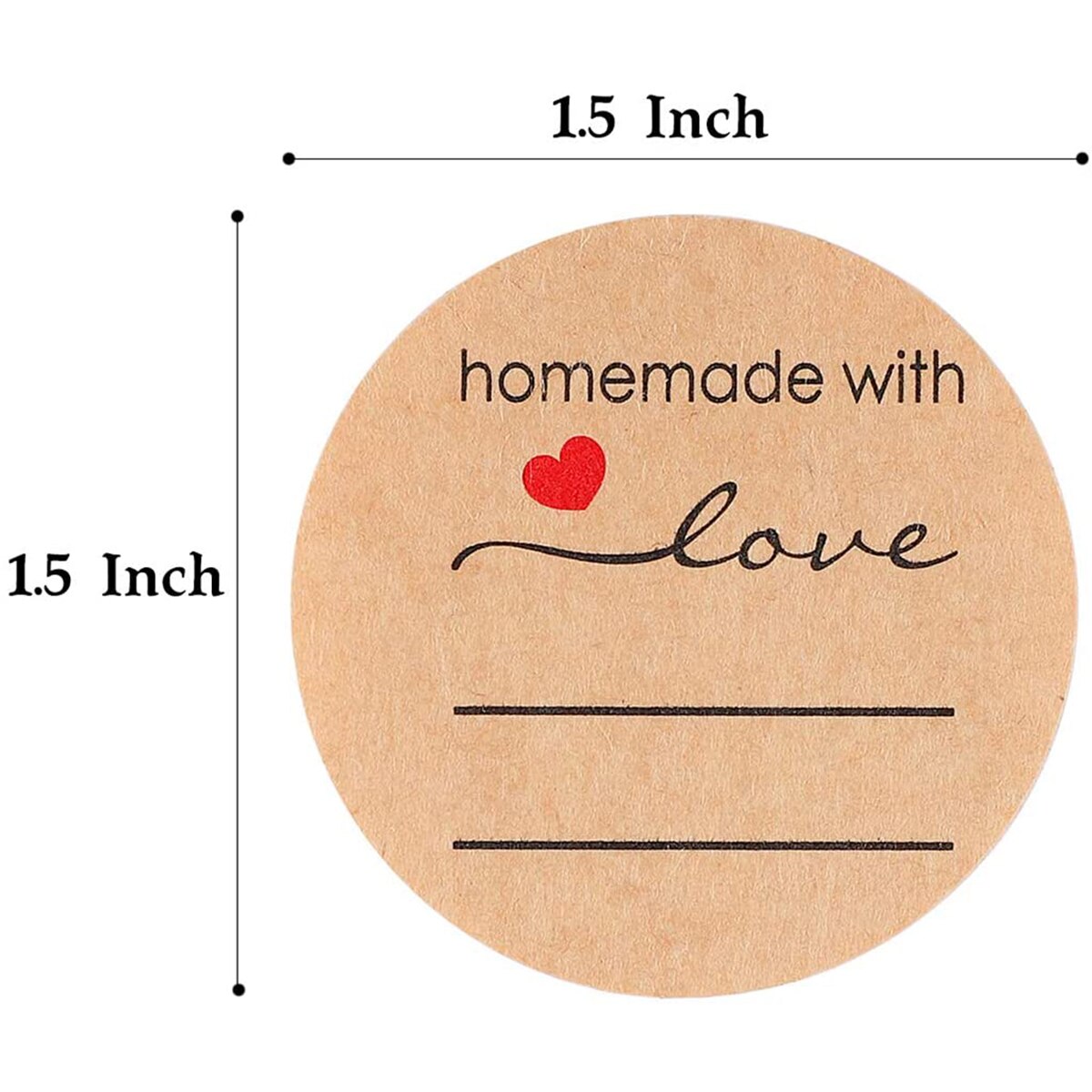 500 Labels Handmade with Love Sticker Self-Adhesive Round Sticker Labels with Lines for Candle Making Bakeries Bake Wedding