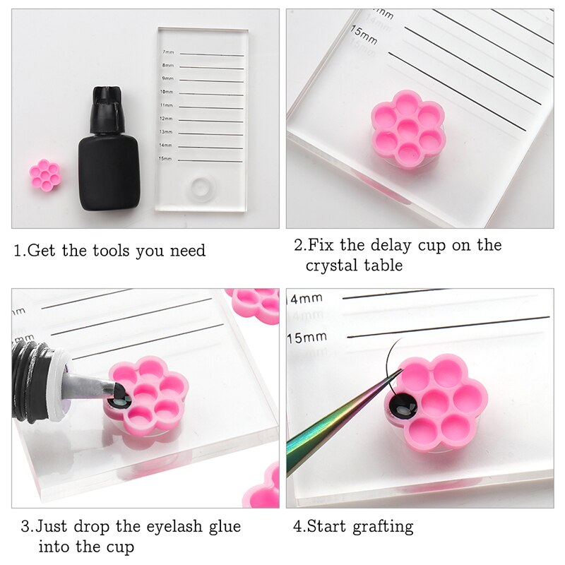 False Eyelash Extension Stand Pad Pallet Lashes Holder Lash Extension Supplies With Tick Mark Blossom Cup Lash Extension Tools