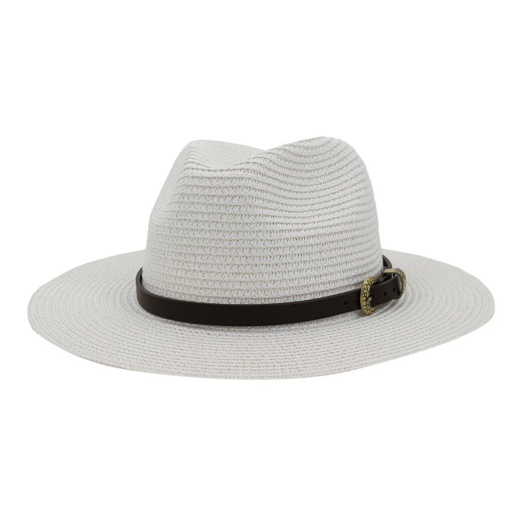 Chapeau large Vintage pour hommes et femmes, avec boucle de ceinture, chapeaux d'extérieur réglables, chapeau de paille respirant et léger pour femmes,