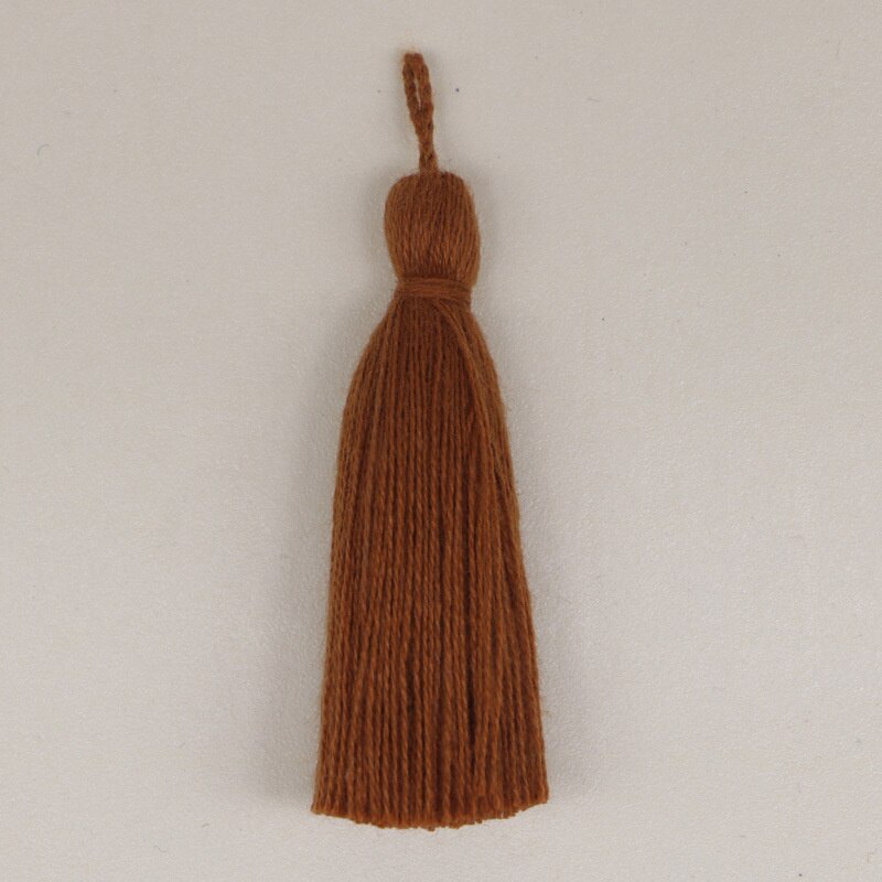 10PCS Mini Pure Cotton Colorful Tassels DIY Pendant Jewelry Curtain Garments Decorative Accessories Key Chain Handbag Pendants: Light coffee