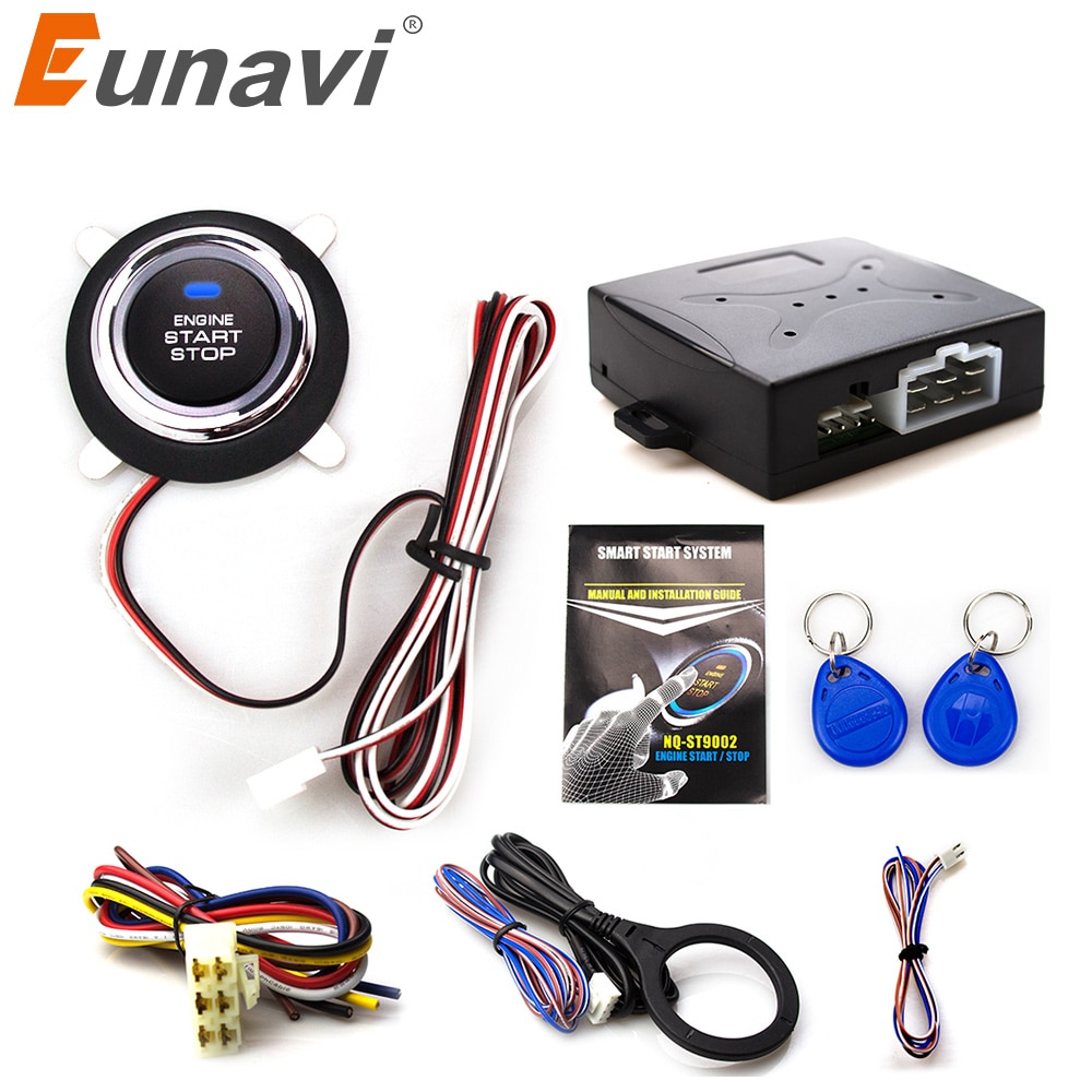 Eunavi Smart Rfid Car Alarm System Push Engine Start Stop Button Transponder Immobilizer Keyless Go Fits For 12v Cars Carsmate