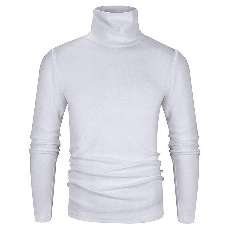Sfit Male Turtleneck Long-sleeve T-shirt Thermal Underwear Autumn Winter Men's Clothing Basic Turtleneck Shirt Slim: white / S M