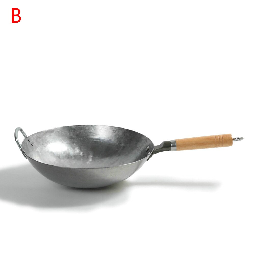 Kinesisk jern wok håndlavet jern wok nonstick pande ikke-belægning gaskomfur køkkengrej: B / 32cm