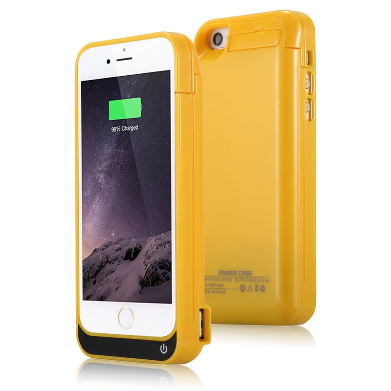 For iPhone 5C 4200mAh Portable Backup External USB Battery Charger Case For iPhone5S 5 SE Powerbank Pack Stand Charging Cover i5: Orange