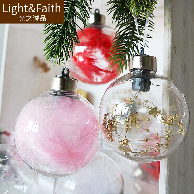 8Cm Kerst Ballen Met Verlichting Boom Ornamenten Led Licht Onbreekbaar Xmas Bruiloft Jaar Decoraties Bal
