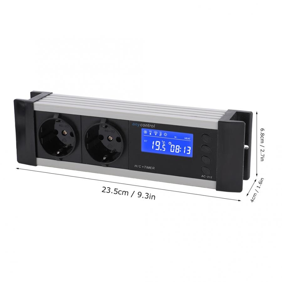 Temperaturregulator krybdyr amfibie akvarium inkubator digital termostat temperaturregulator termometer hygrometer: Eu-stik