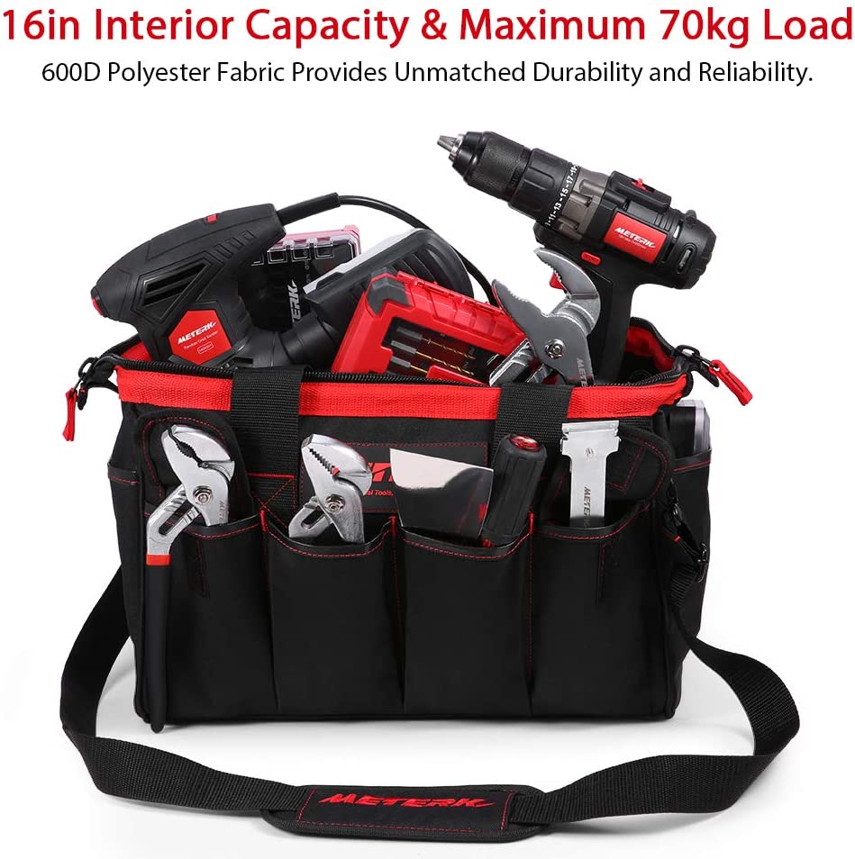 METERK Tool Bag 16-inch Tool Storage Kit 7 Pockets Electrical Kit with Adjustable Shoulder Strap
