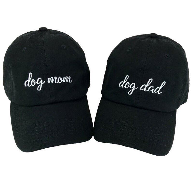 Paar Vader Hoeden Brief Borduurwerk Hond Mom Hond Papa Mode Baseball Cap Unisex 100% Katoen Pure Zwarte Hip Hop Snapback hoed