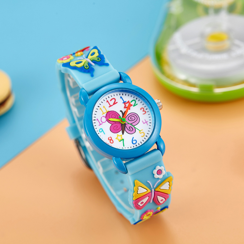 Children Watch Colorful Butterfly Girls Watch Child Boy Girls Silicone Quartz Wristwatch Kid Children Watch kids watches: Blue