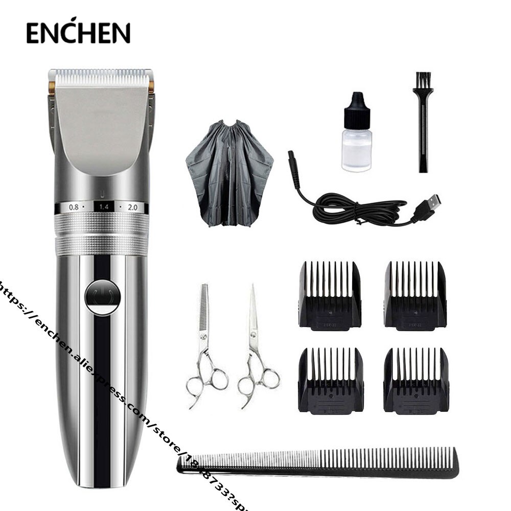 Enchen Mannen Kids Tondeuse Kapper Professionele Cordless Clipper Usb Snelle Lading Kapsel Machine Keramische Blade Baard Trimmer: Yw H1 Set3