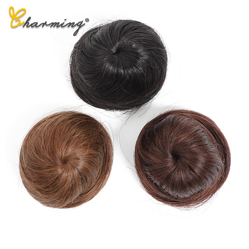 charmant 1 Stück Synthetische Chaotisch Chignon Krapfen Gary Braun Farbe 50g Haar Brötchen Pad Elastische Haar Seil Gummiband haar Erweiterungen