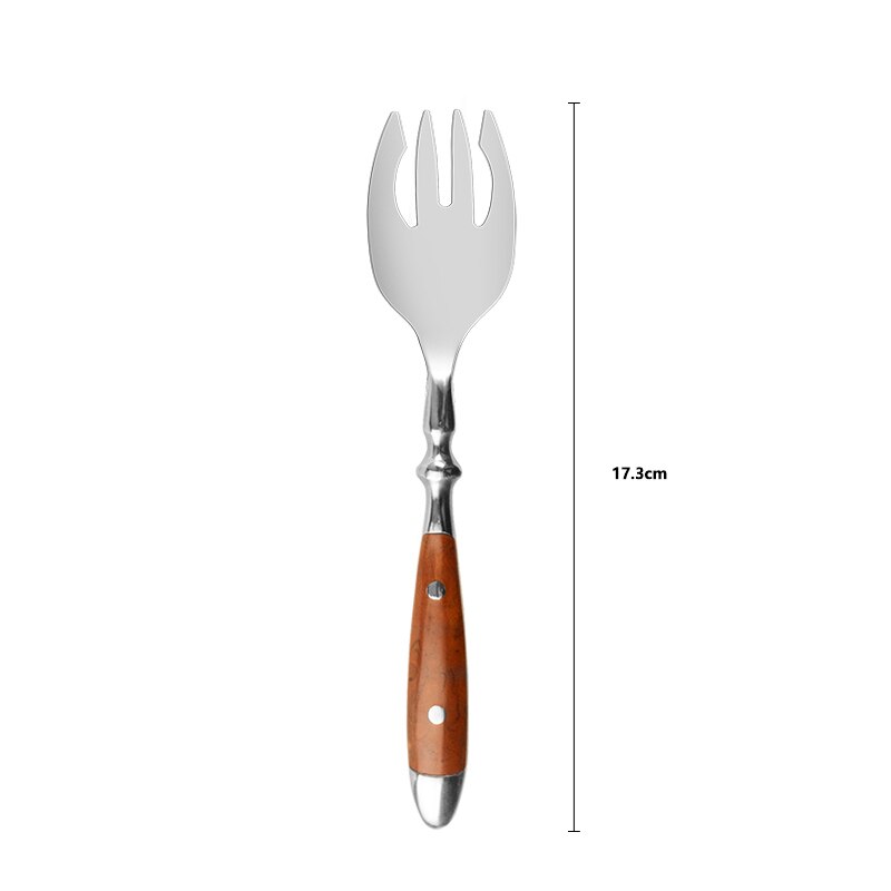 Steak Messen Vork Lepel Houten Handvat Laguiole Stijl Bestek Roestvrij Stalen Bestek Diner: Salad fork