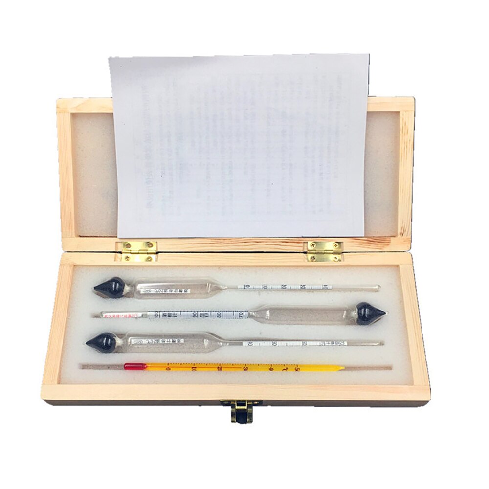 0-100% Hydrometer Alcoholmeter Tester Set Portable Alcohol Concentration Meter + Thermometer Alcohol Measurement Tool Set