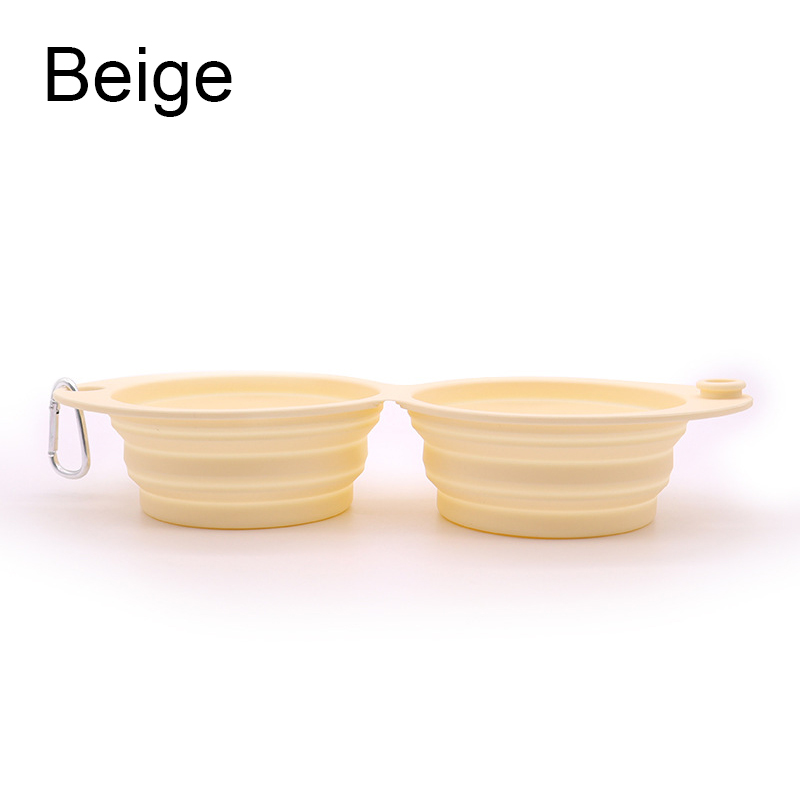 Cuenco para beber de viaje para mascotas, plato alimentador para gatos, cuenco plegable para perros, cuenco doble de silicona, contenedor de comida para cachorros, seguridad saludable: green
