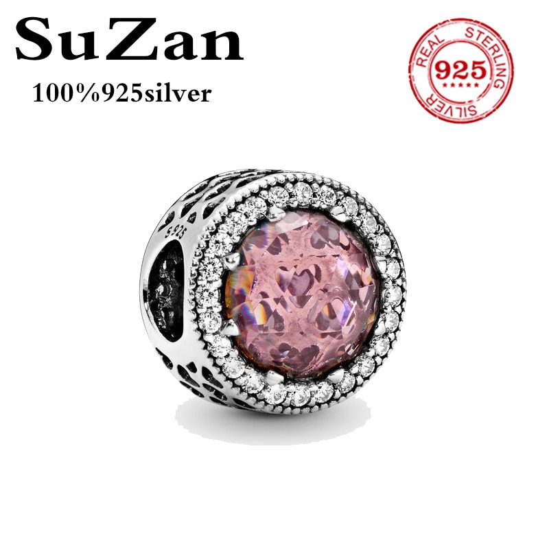 Suzan Reale Dell'argento Sterlina 925 del Branello di Fascino del Reflexions Eleganza Clip Con Perline di Cristallo Misura Pan Braccialetti Donne Gioielli Fai Da Te