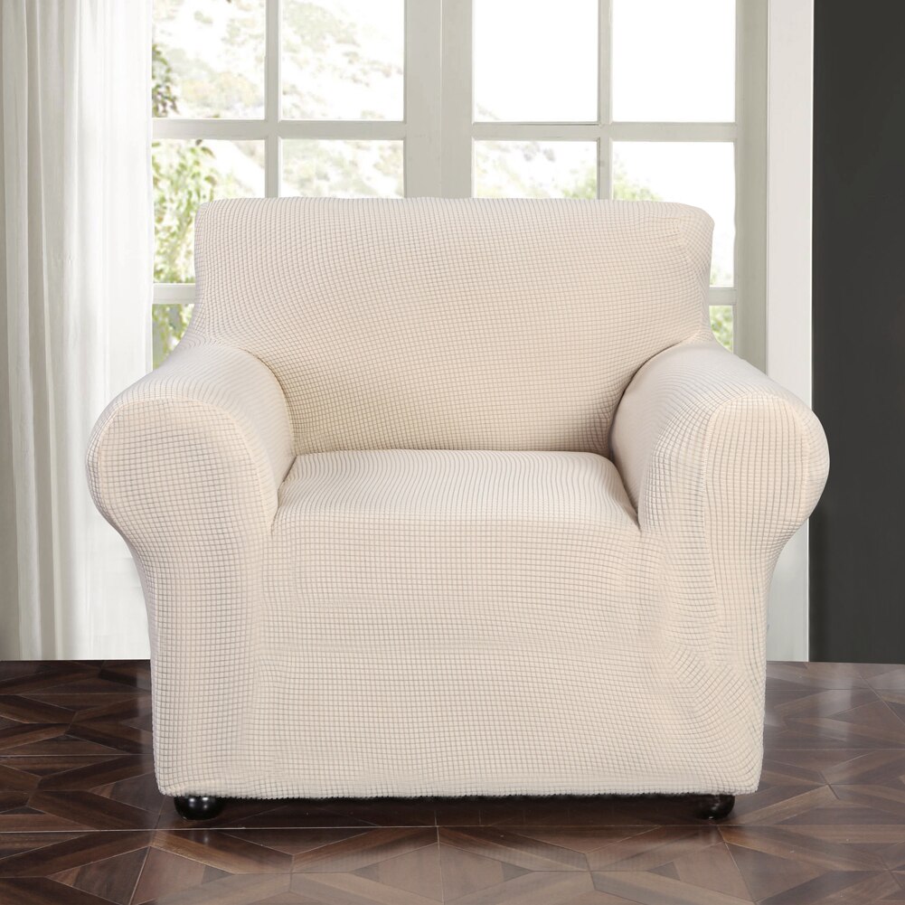 Jacquard Stretch Cover for Armchair Living Room 1 Seater Sofa Cover Furniture Cover Couch Slipcover Case Armchair Cover Elastic: Grey