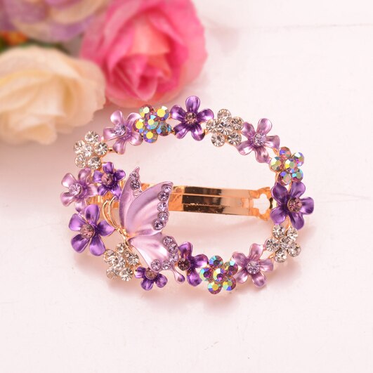 Morkopela papillon émail pince à cheveux Vintage strass épingle à cheveux accessoires en métal pinces à cheveux bijoux meilleur pour les femmes: purple