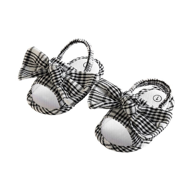 2022 zomerse babysandalen voor meisjes, schattige antislip platte schoenen met prinsessenprint, bloemen- en strikjespatroon, zachte zool, sandaaltjes voor de eerste stapjes: Zwart / 13-18 maanden